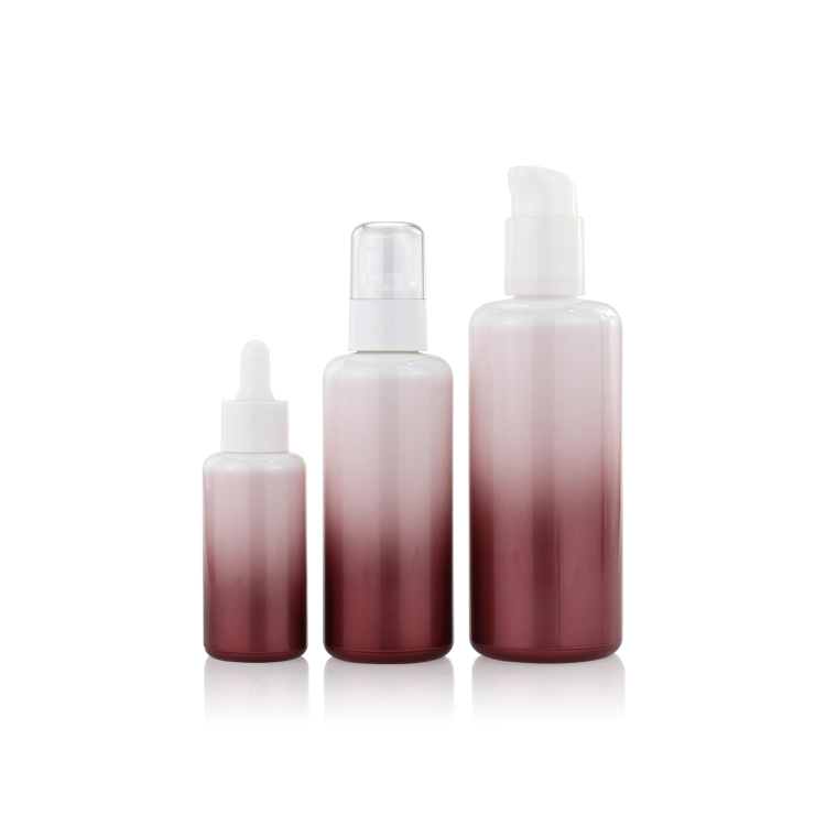 Luxury 30ml 50ml 100ml Empty Round Gradient Lotion Serum Glass Bottle Set Cosmetic Packaging 3 Pcs Set