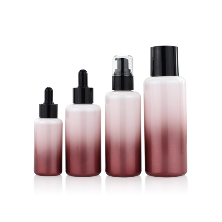 Luxury 30ml 50ml 100ml Empty Round Gradient Lotion Serum Glass Bottle Set Cosmetic Packaging 3 Pcs Set