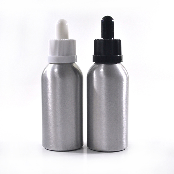 Luxury 30ml 50ml 60ml e liquid essential oil aluminum dropper bottle