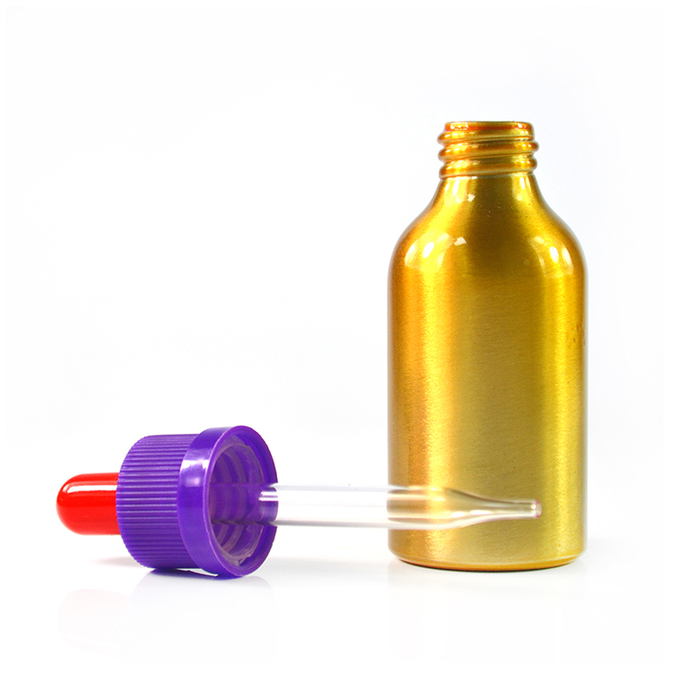 Luxury 30ml 50ml 60ml e liquid essential oil aluminum dropper bottle