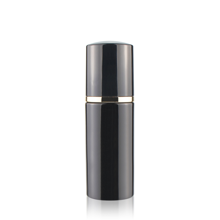 Luxury 30ml 50ml 80ml small cosmetic pump lotion serum bottles packaging container black glass bottle for skincare