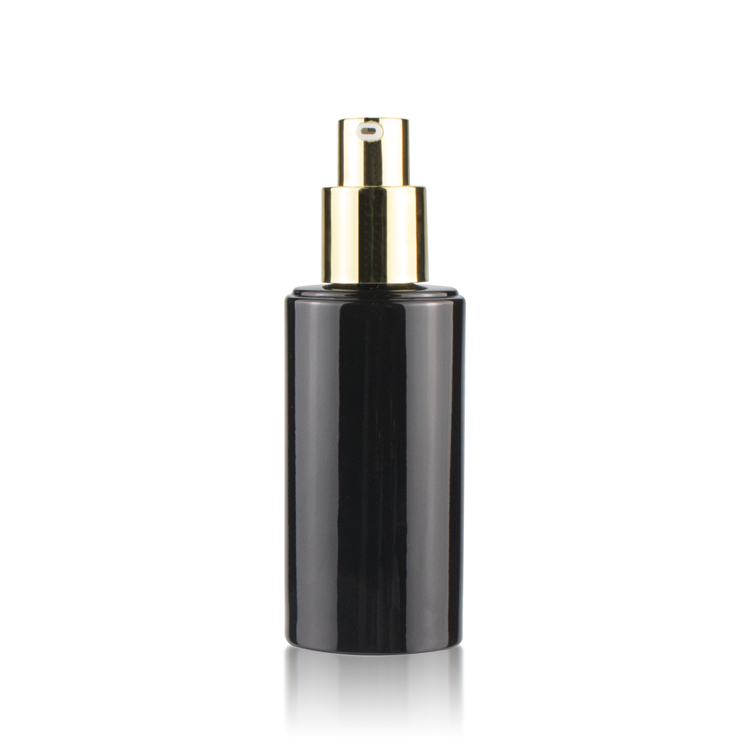 Luxury 30ml 50ml 80ml small cosmetic pump lotion serum bottles packaging container black glass bottle for skincare