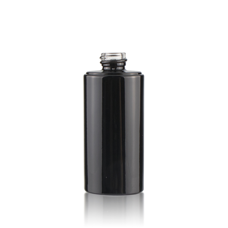 Luxury 30ml 50ml 80ml small cosmetic pump lotion serum bottles packaging container black glass bottle for skincare