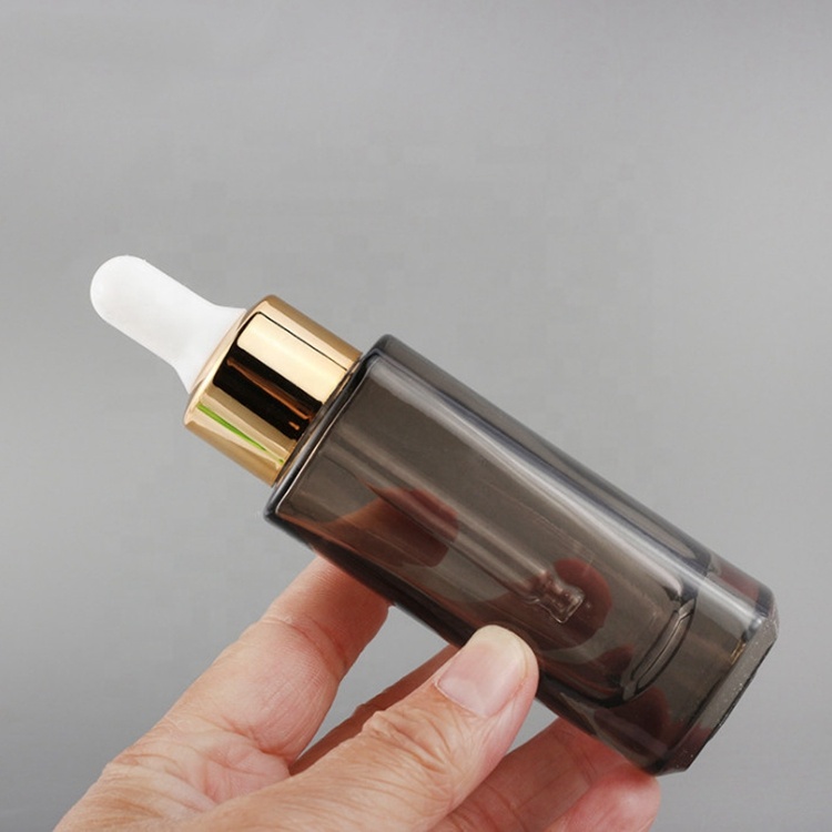 Luxury 30ml Amber Clear Square Glass Dropper Bottle Oil Serum Glass Bottle
