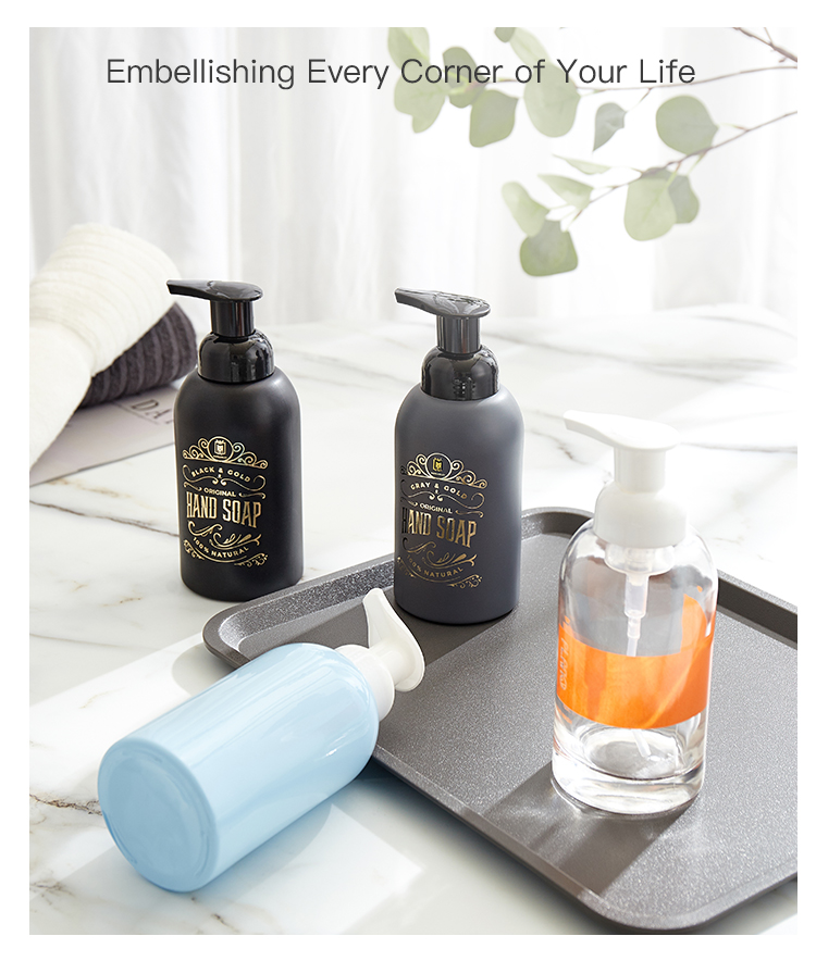 Luxury 350 ml Wide Mouth Glass Hand Soap Bottle with Foaming Pump Dispenser with Silicone Sleeve