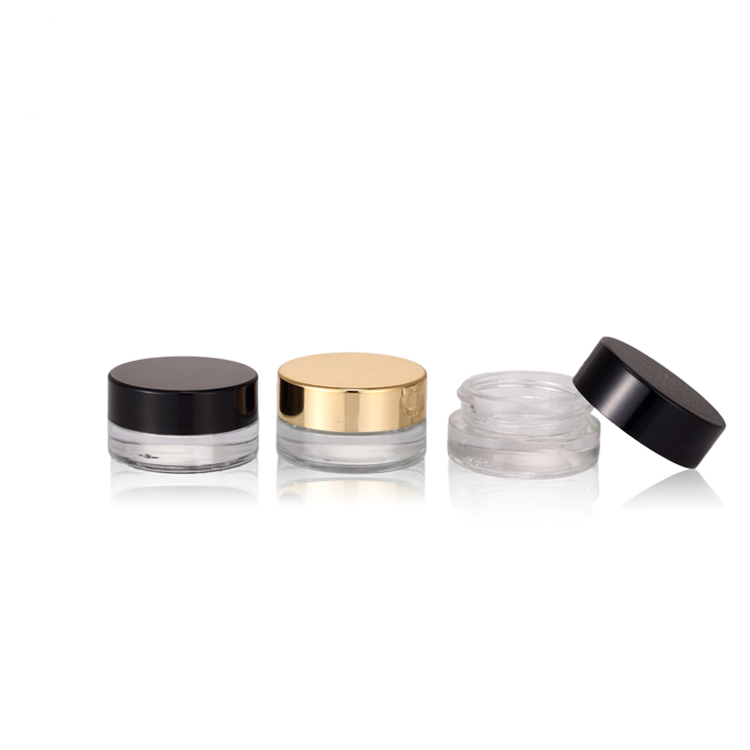 Luxury 3g 5g 10g clear round airtight small eye cream glass jar cosmetic packaging container with lids