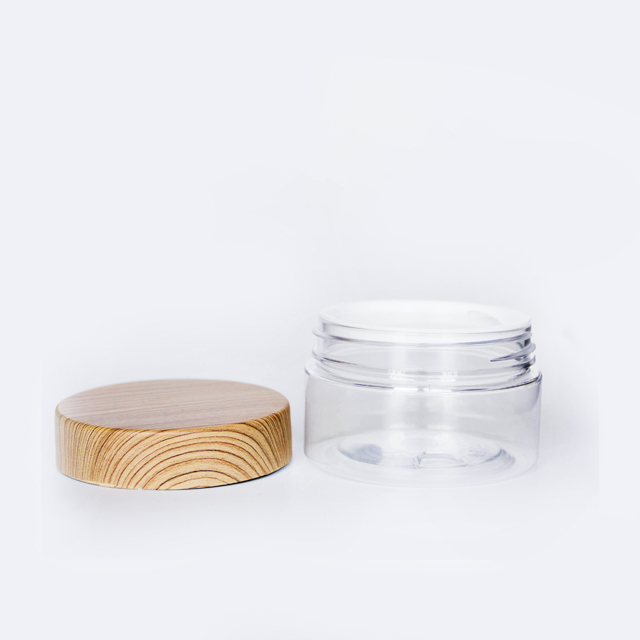 Luxury 4oz 6oz 8oz PET Plastic Cosmetic jar with Screw Bamboo Lids for Travel Storage Free Sample