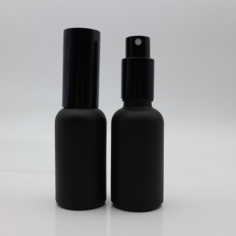 Luxury 5 10 15 20 30 50 100ml matte black cosmetic serum spray bottle with pump sprayer