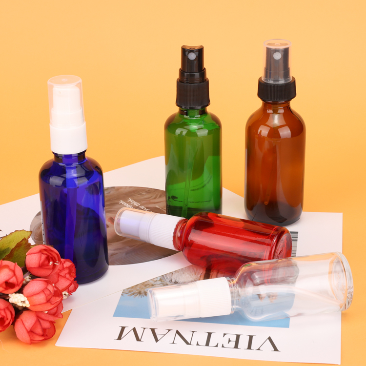 Luxury 5 10 20 30 50 60 100 ml empty brown fine sprayer pump packaging amber glass spray mist bottle