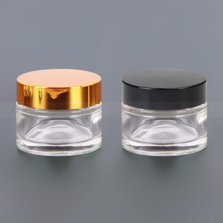 Luxury 50 ml Frosted Cosmetic Packaging Round Pomade Container Cream Glass Jar With UV Gold