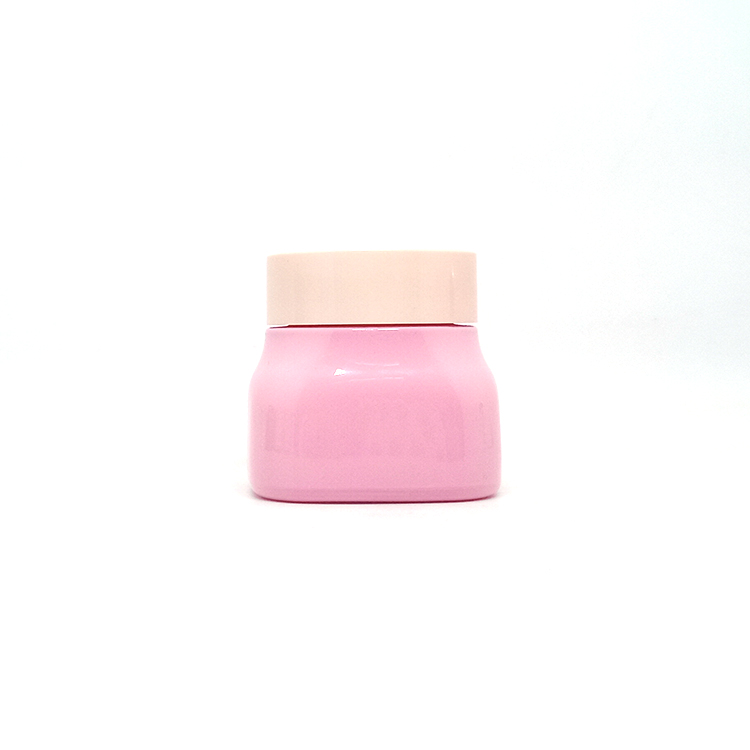 Luxury 50g 100g opal white ceramic cosmetic cream glass jar with pink plastic cap