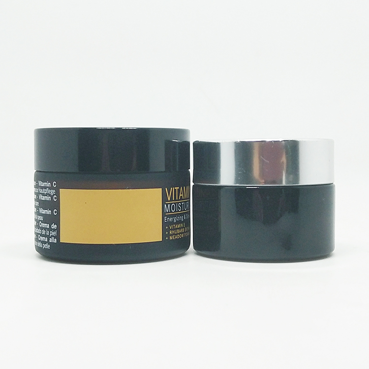 Luxury 50g 30g Cosmetic Packaging Round Container Cream Glass Jar With UV silver Lid