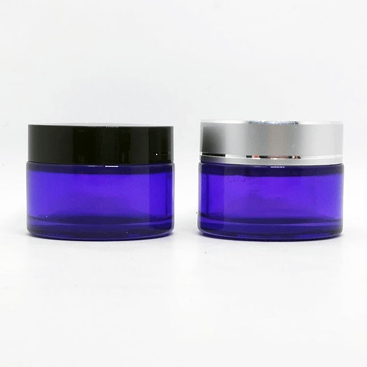 Luxury 50g 30g Cosmetic Packaging Round Container Cream Glass Jar With UV silver Lid
