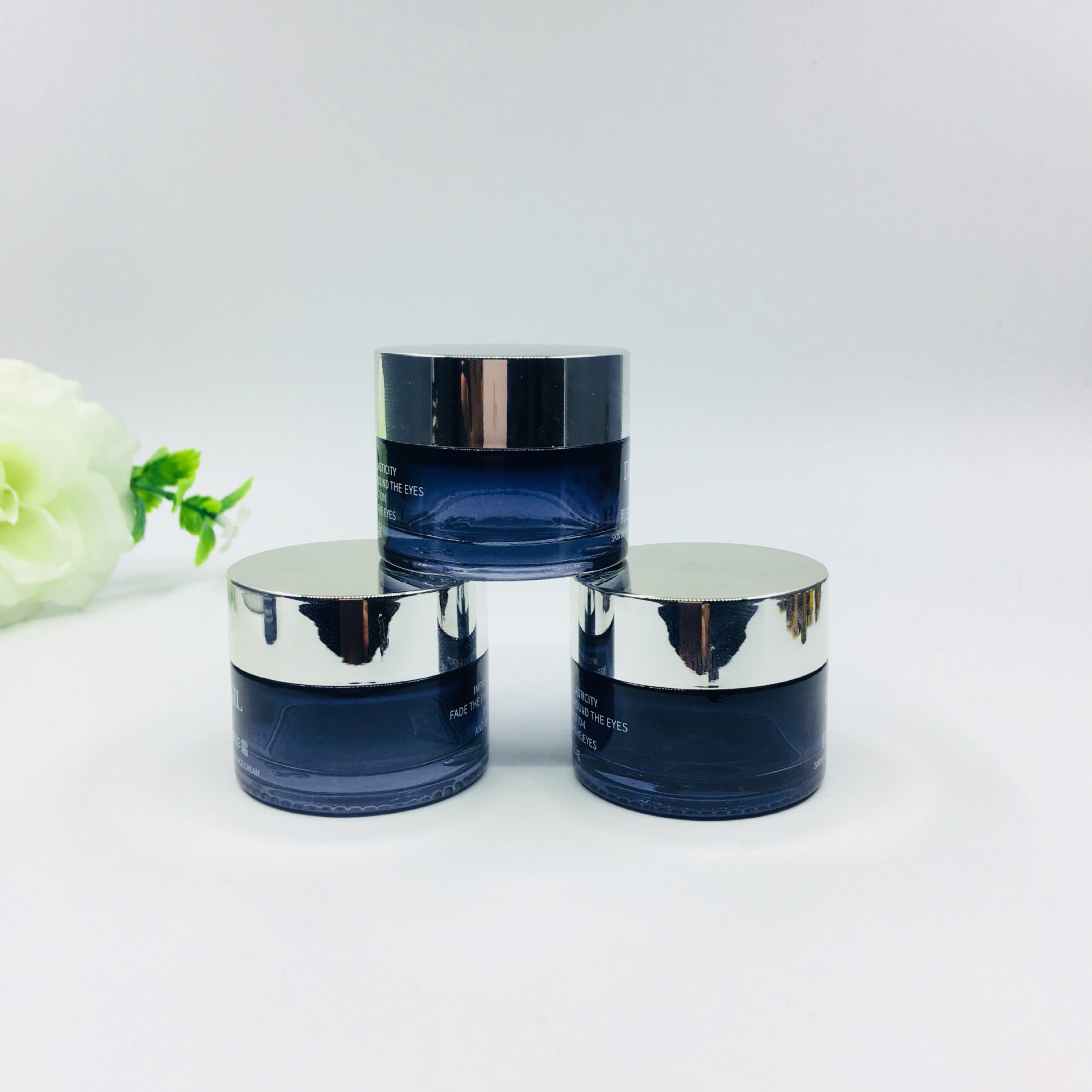 Luxury 50g 30g Cosmetic Packaging Round Container Cream Glass Jar With UV silver Lid