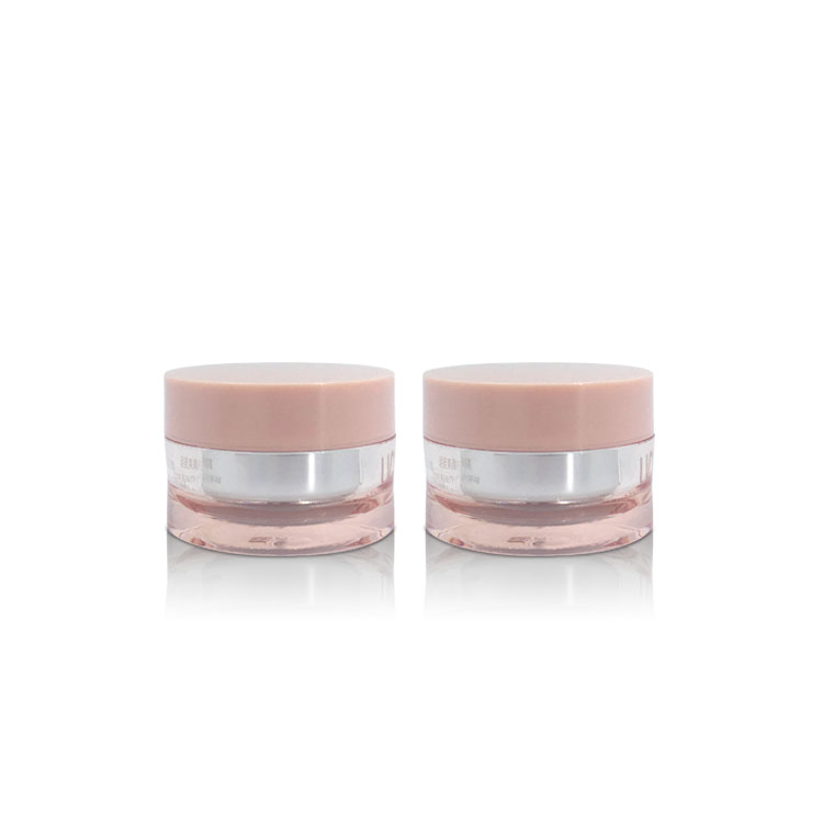 Luxury 50g Pink Cosmetic Packaging Containers  Acrylic Plastic Cosmetic Cream Jar With Pink Lid