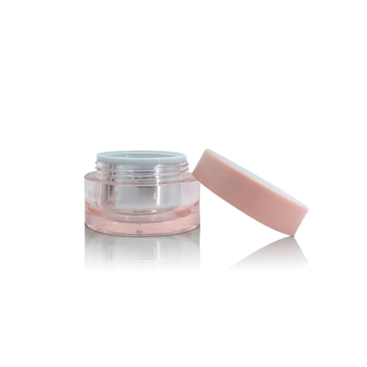 Luxury 50g Pink Cosmetic Packaging Containers Acrylic Plastic Cosmetic Cream Jar With Pink Lid