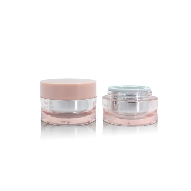 Luxury 50g Pink Cosmetic Packaging Containers Acrylic Plastic Cosmetic Cream Jar With Pink Lid