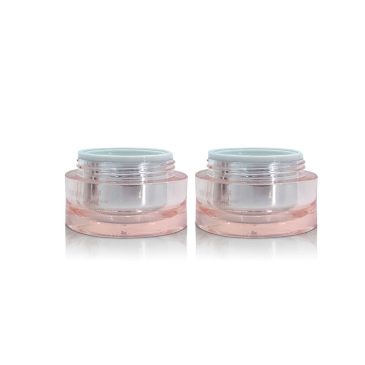 Luxury 50g Pink Cosmetic Packaging Containers Acrylic Plastic Cosmetic Cream Jar With Pink Lid