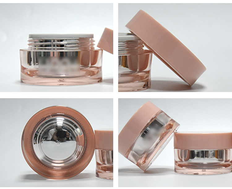 Luxury 50g Pink Cream Jar Acrylic Double Wall Cosmetic Packaging Body Cream Plastic Jar Skin Care Cream Screw Cap,customized