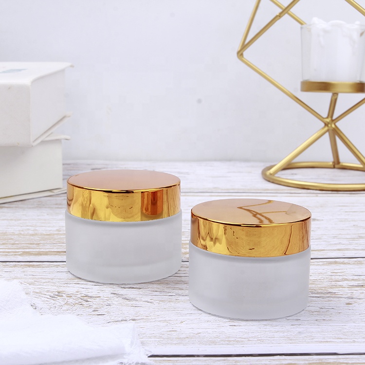 Luxury 50g frosted cosmetic eye cream glass jar with sliver lid