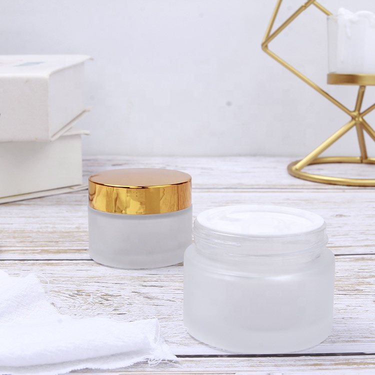 Luxury 50g frosted cosmetic eye cream glass jar with sliver lid