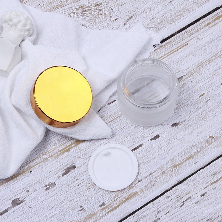 Luxury 50g frosted cosmetic eye cream glass jar with sliver lid