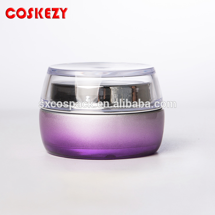 Luxury 50g purple glass jar, skincare packaging cosmetic cream jar with silver cap