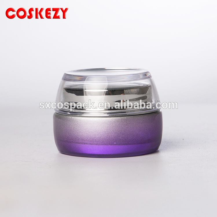 Luxury 50g purple glass jar, skincare packaging cosmetic cream jar with silver cap