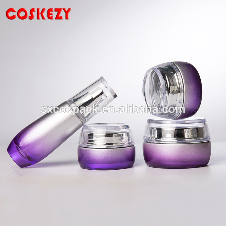 Luxury 50g purple glass jar, skincare packaging cosmetic cream jar with silver cap