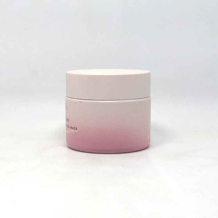 Luxury 50g skin care packaging opal white round pink frosted glass cream jar with custom pink lids