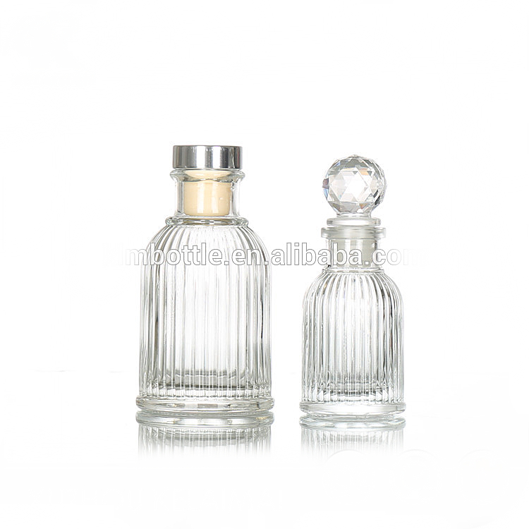 Luxury 50ml 100ml empty embossed aroma reed diffuser bottle with cork stopper