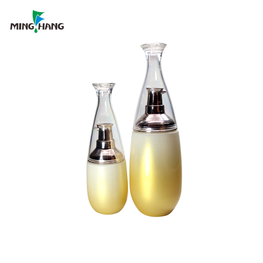 Luxury 50ml 100ml gold color skin care set luxury pink black cosmetics jars with unique plastic lid