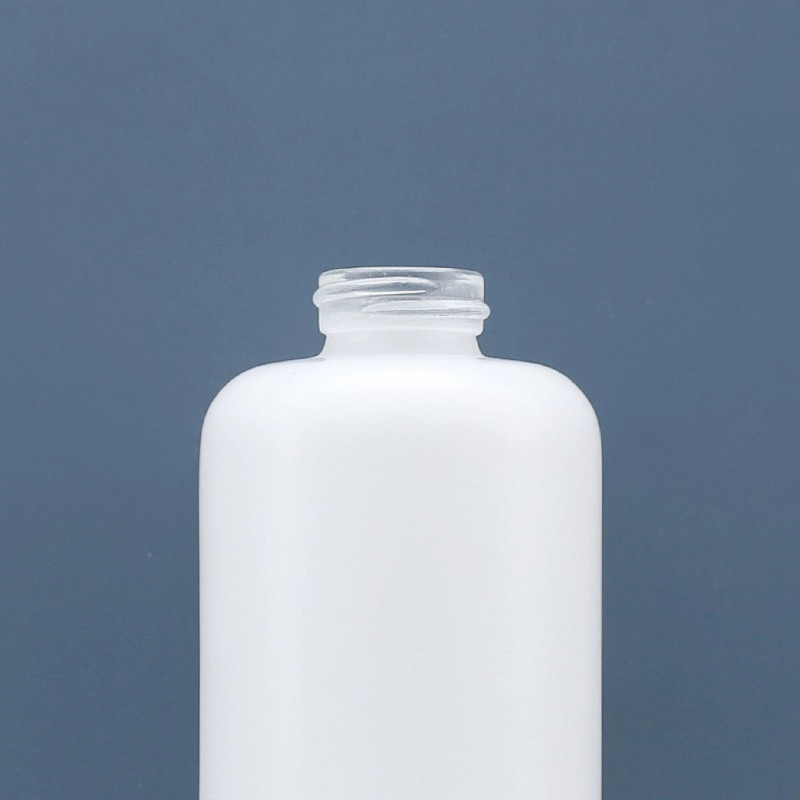 Luxury 50ml 110ml empty white lotion pump glass bottle Cosmetic Bottles With white/black cap