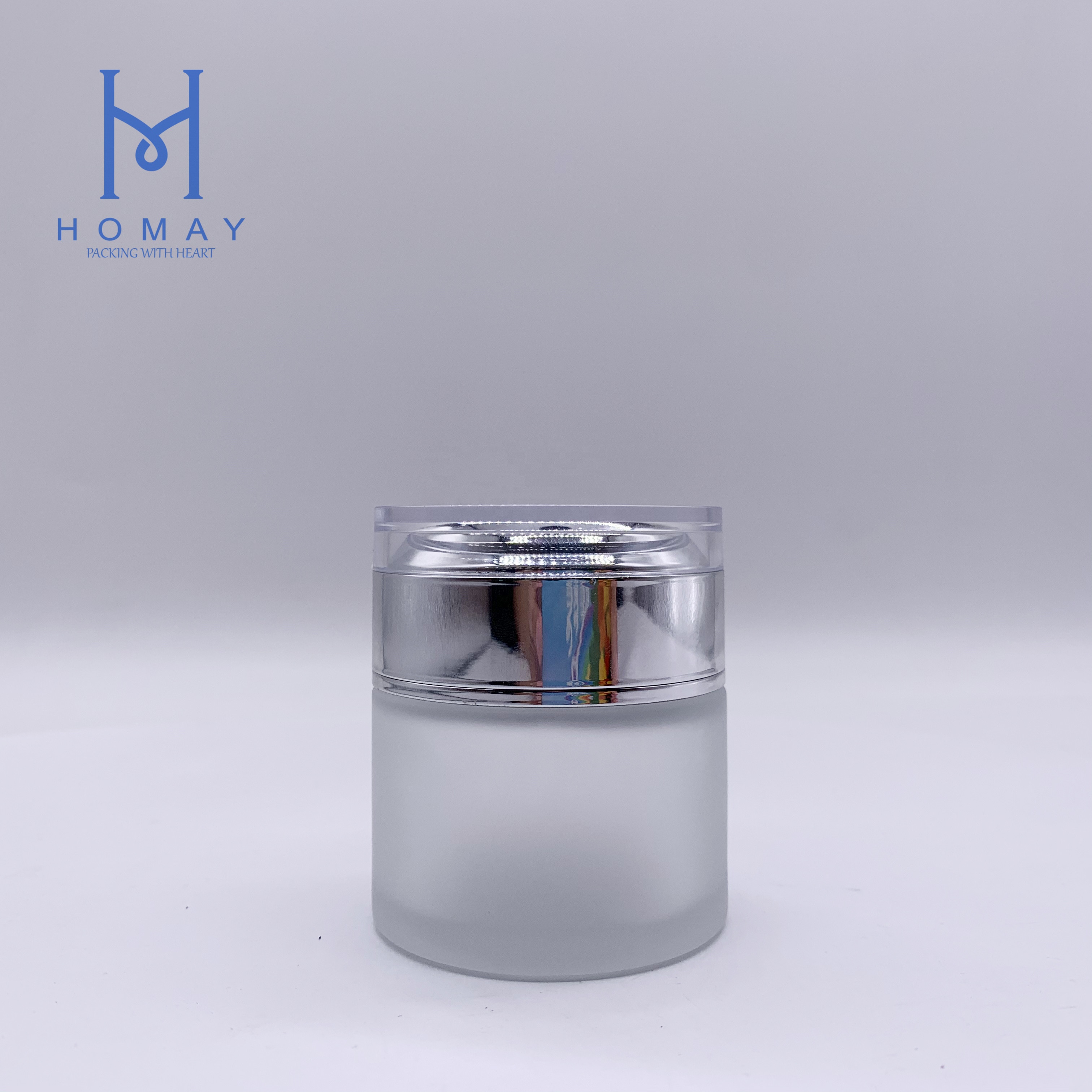 Luxury 50ml 50g Clear Frost Glass Cosmetic Cream Jar For Eye Hair And Face
