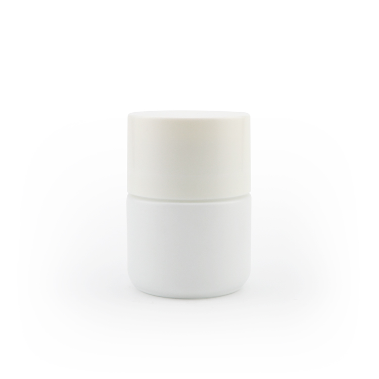 Luxury 50ml 70ml 110ml empty bulk china child proof opal white preserving apothecary glass packaging jars with logo