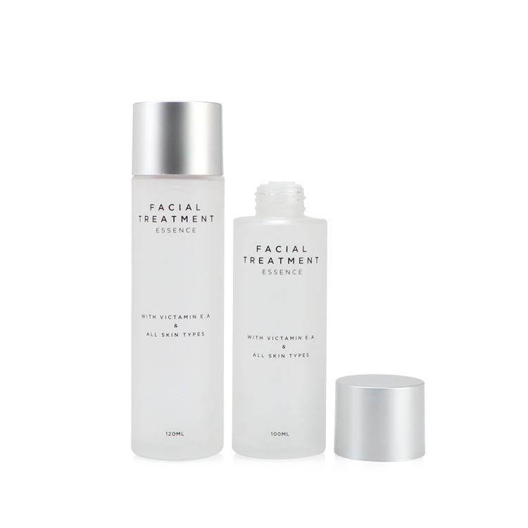 Luxury 50ml 80ml 100ml 120ml l facial cosmetic inner plug packaging skincare glass toner bottle with aluminium cap
