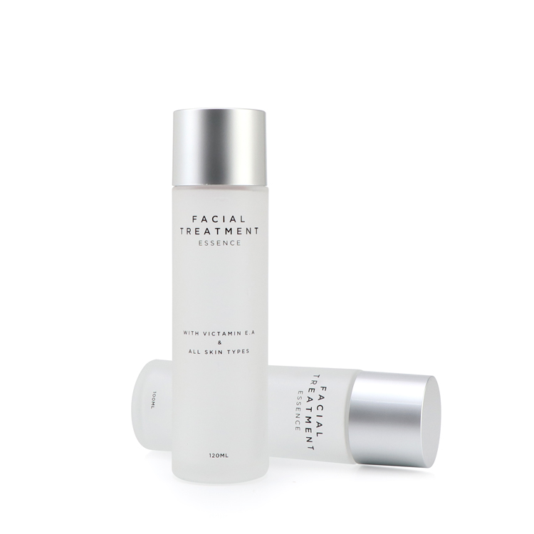 Luxury 50ml 80ml 100ml 120ml l facial cosmetic inner plug packaging skincare glass toner bottle with aluminium cap