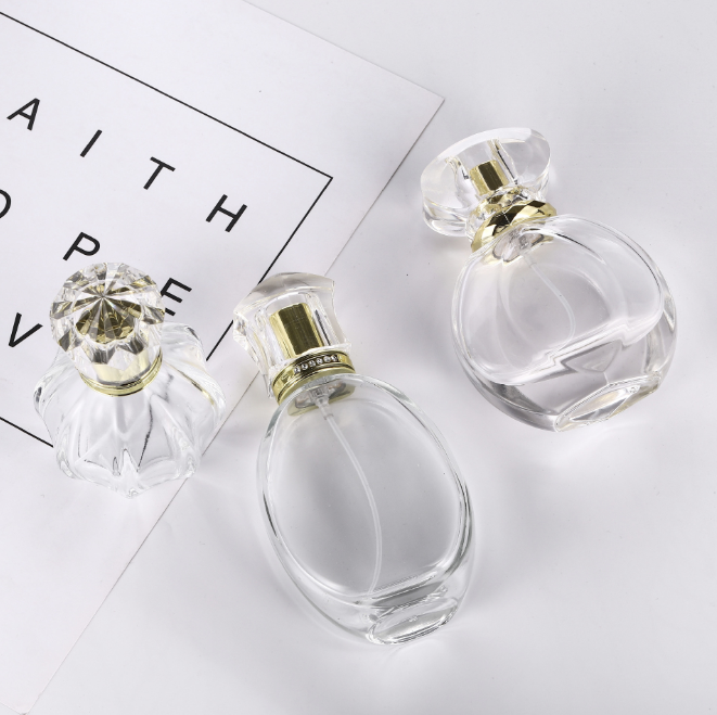 Luxury 50ml Clear Empty Refillable Perfume Glass Spray Bottle