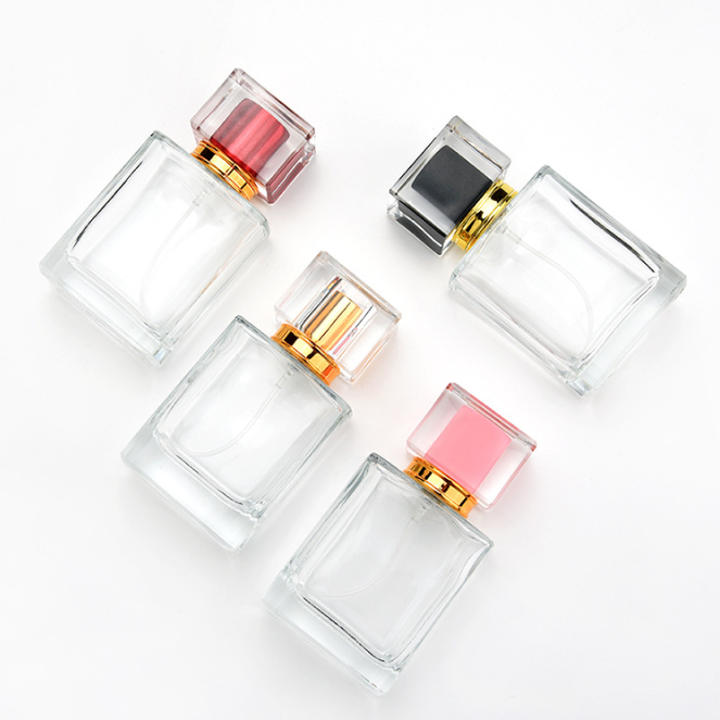 Luxury 50ml Clear Empty Refillable Perfume Glass Spray Bottle