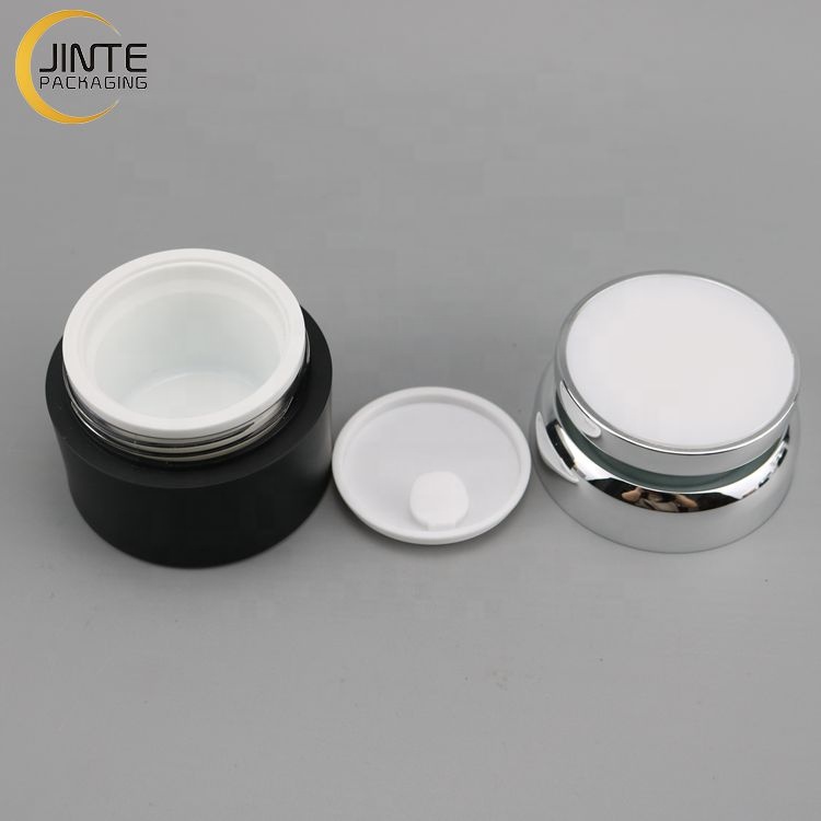 Luxury 50ml Plastic Packaging Container Matte Black Cosmetic Acrylic Jars for Cream