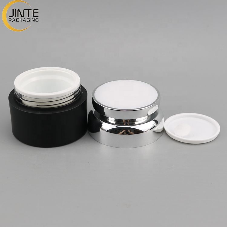 Luxury 50ml Plastic Packaging Container Matte Black Cosmetic Acrylic Jars for Cream