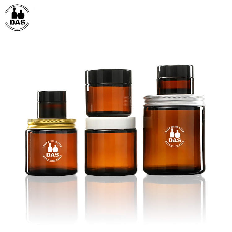 Luxury 5g 10g 15g 1oz 2oz 4oz 8oz Clear Amber Black Frosted Face Cream Container Cosmetic Glass Jar with Black White Lid