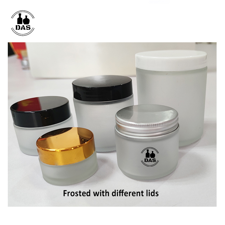 Luxury 5g 10g 15g 1oz 2oz 4oz 8oz Clear Amber Black Frosted Face Cream Container Cosmetic Glass Jar with Black White Lid