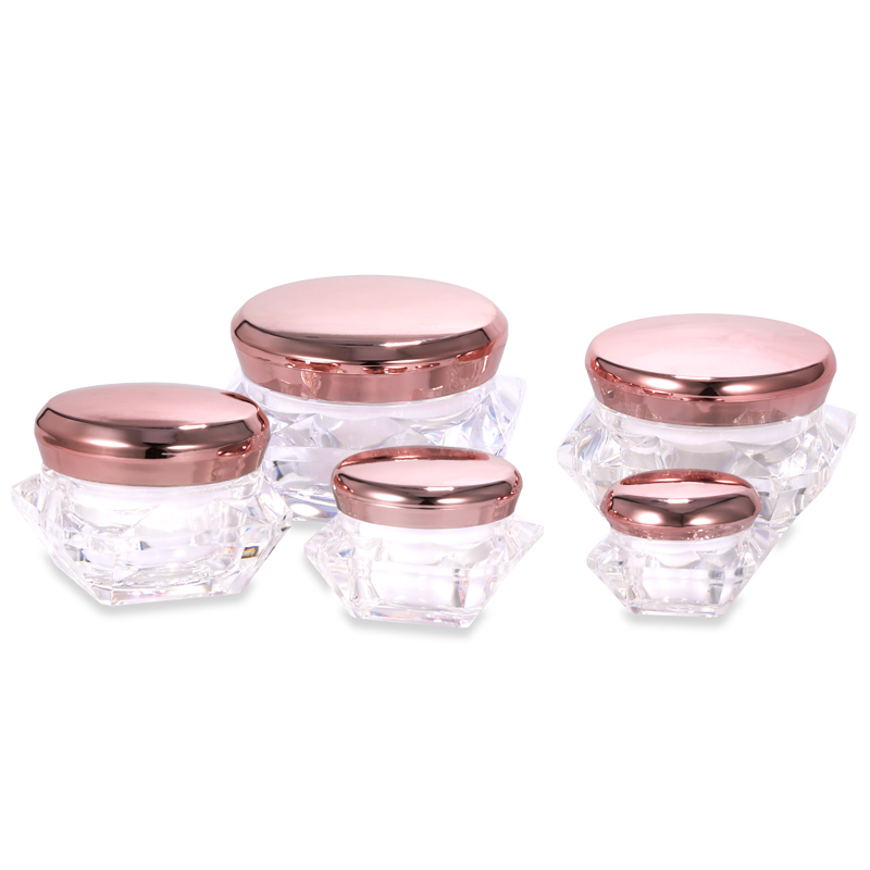 Luxury 5g 10g 15g 20g 30g face acrylic diamond Jar cosmetic plastic diamond shape cream jar with metalized lid