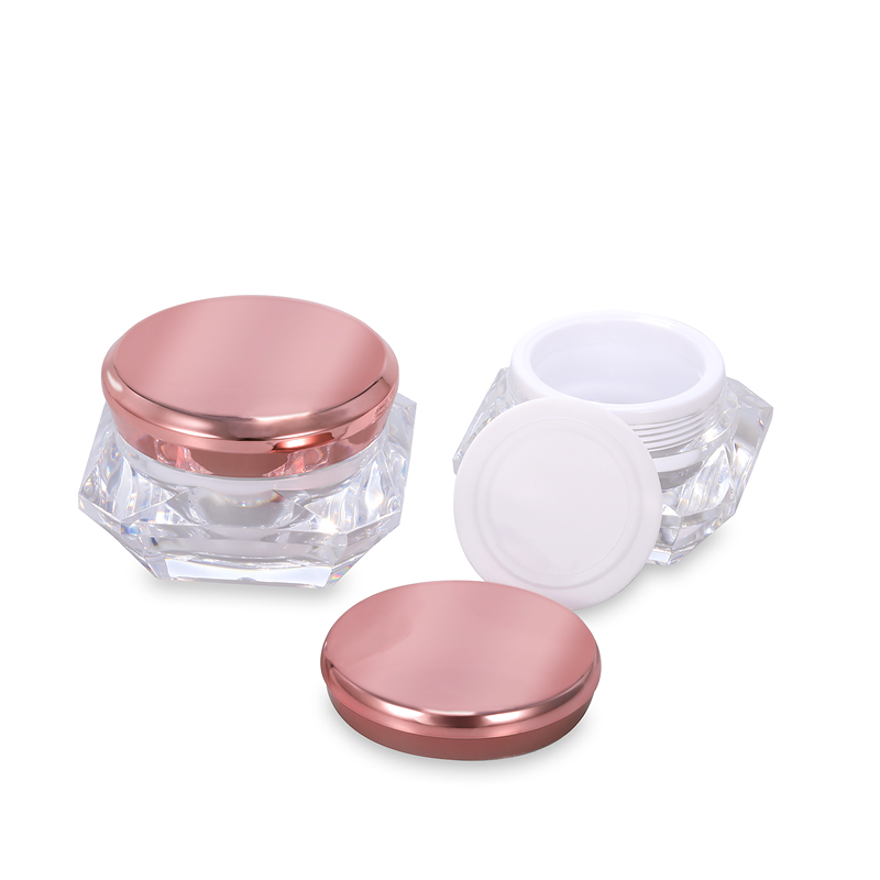 Luxury 5g 10g 15g 20g 30g face acrylic diamond Jar cosmetic plastic diamond shape cream jar with metalized lid