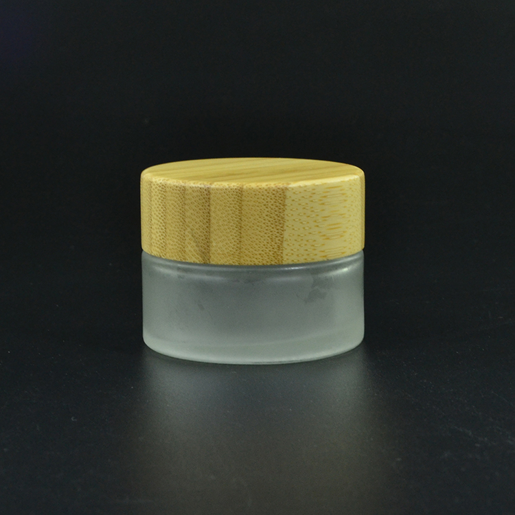 Luxury 5g 10g 15g 30g 50g 100g cosmetic glass cream jar with bamboo wooden cap