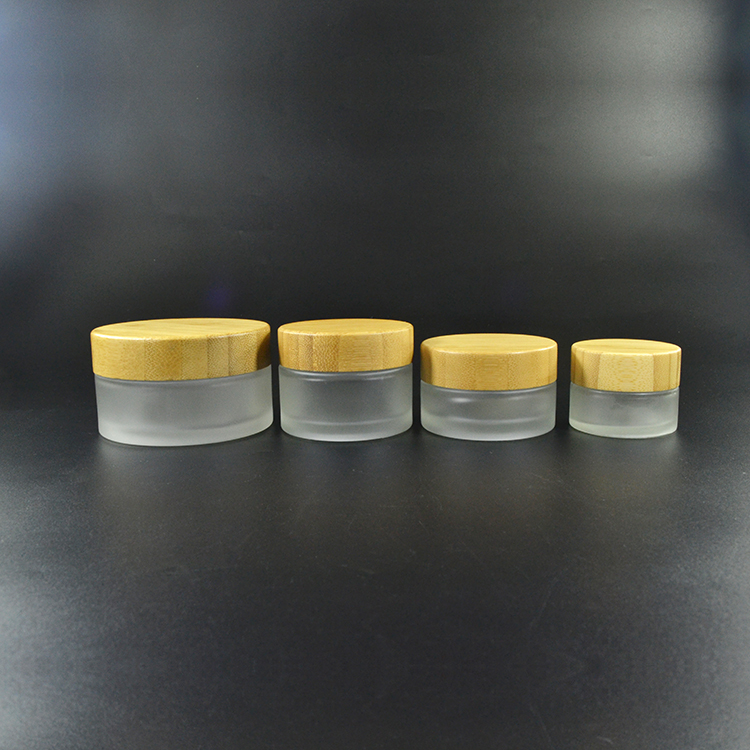 Luxury 5g 10g 15g 30g 50g 100g cosmetic glass cream jar with bamboo wooden cap