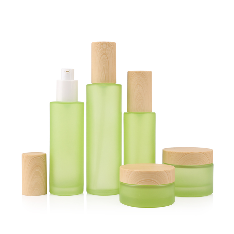 Luxury 5g 10g 15g 30g 50g 100g frosted cosmetic glass cream bamboo container jar with wooden cap
