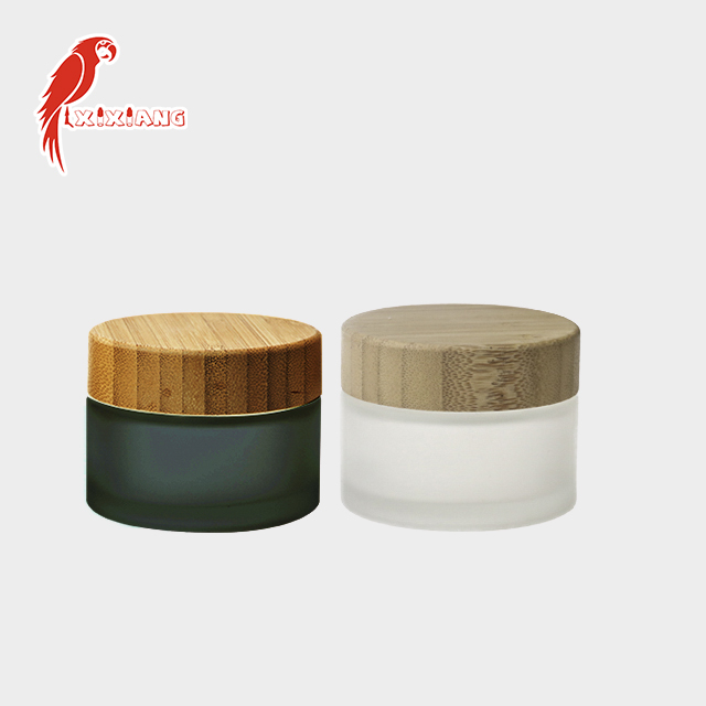 Luxury 5g 10g 15g 30g 50g 60g 100g CBD cosmetic glass cream bamboo container jar with wooden cap