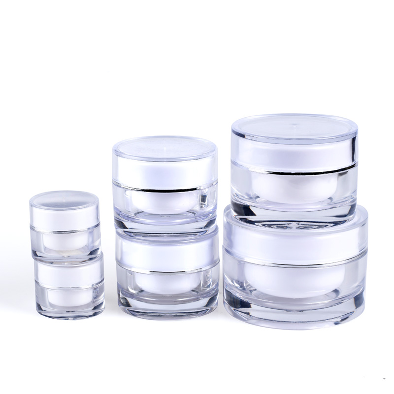 Luxury 5g 10g 15g 30g 50g round shape cosmetic container acrylic cream jar with sliver edge